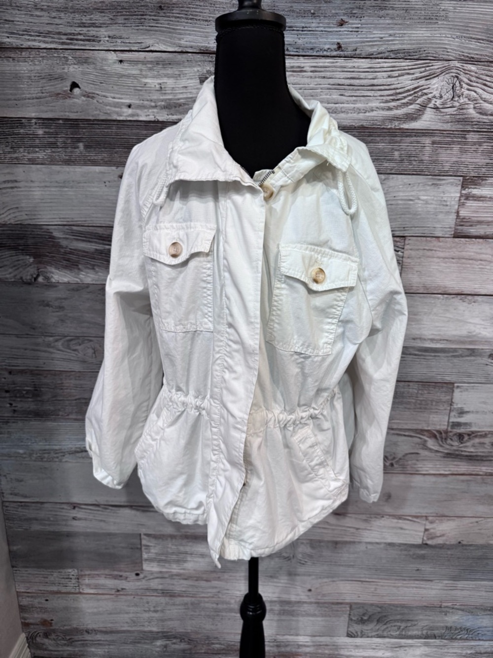 LOFT White Drawstring Waist Utility Jacket